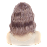 Water Wave Ripple Short Curly Hair With Bangs Fluffy Wig Headcovers, Color: Natural Black