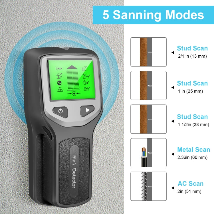 HLW330 5-in-1 Wall Stud Detector Edge Center Wood Current Metal AC Wires Detection(Orange)