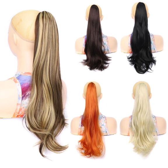 Ladies Claw Clip Inside Button Long Curly Pear Ponytail Wig, Color: 4#
