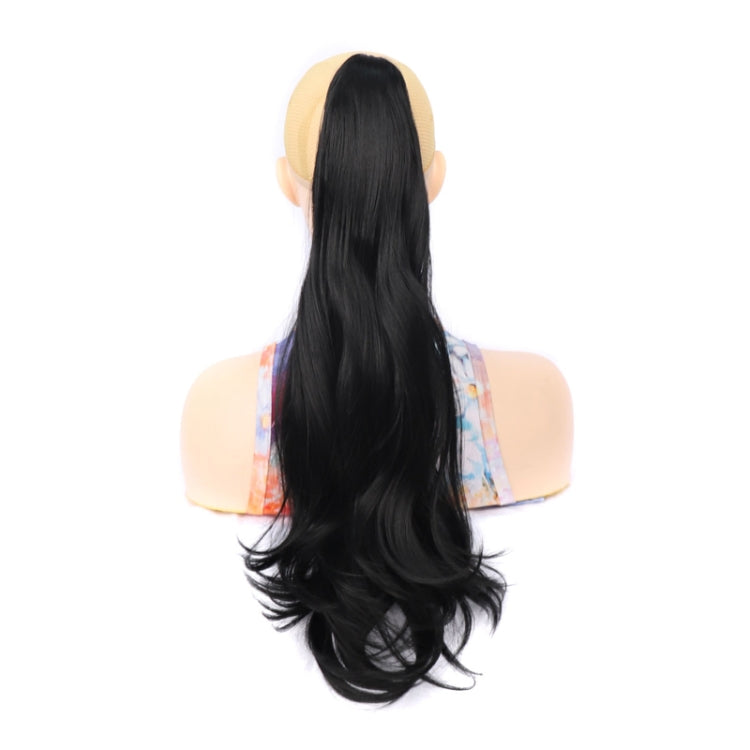 Ladies Claw Clip Inside Button Long Curly Pear Ponytail Wig, Color: 1B#