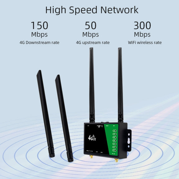 4G Wireless Plug-in Router Detachable Extension Antenna LTE Monitoring Network WiFi Hotspot, EU Plug(Black)