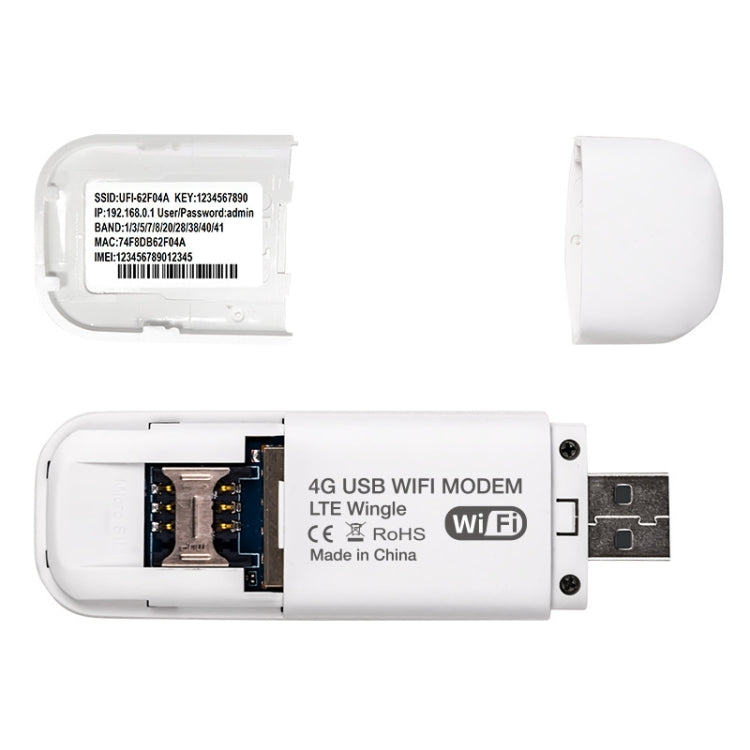 Global Edition 4G UFI LTE WiFi Dongle Wireless Router Plug-in NIC Router(White)
