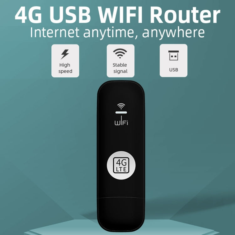 Global Edition 4G UFI LTE WiFi Dongle Wireless Router Plug-in NIC Router(Black)