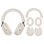 For Sony WH-1000XM5 Bluetooth Headset + Headband + Earmuff Protective Cover(3-in-1 Beige)