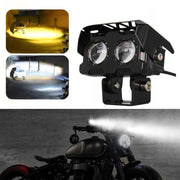 20W Motorcycle Spotlight High Bright Two Color Modified External Water-resistant LED Lens Headlight(Flashing