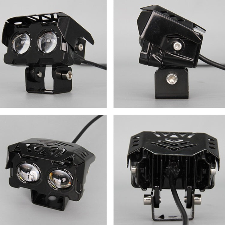 20W Motorcycle Spotlight High Bright Two Color Modified External Water-resistant LED Lens Headlight(Flashing