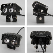 20W Motorcycle Spotlight High Bright Two Color Modified External Water-resistant LED Lens Headlight(Flashing