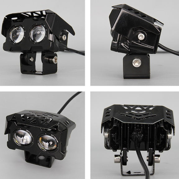 20W Motorcycle Spotlight High Bright Two Color Modified External Water-resistant LED Lens Headlight(Flashing