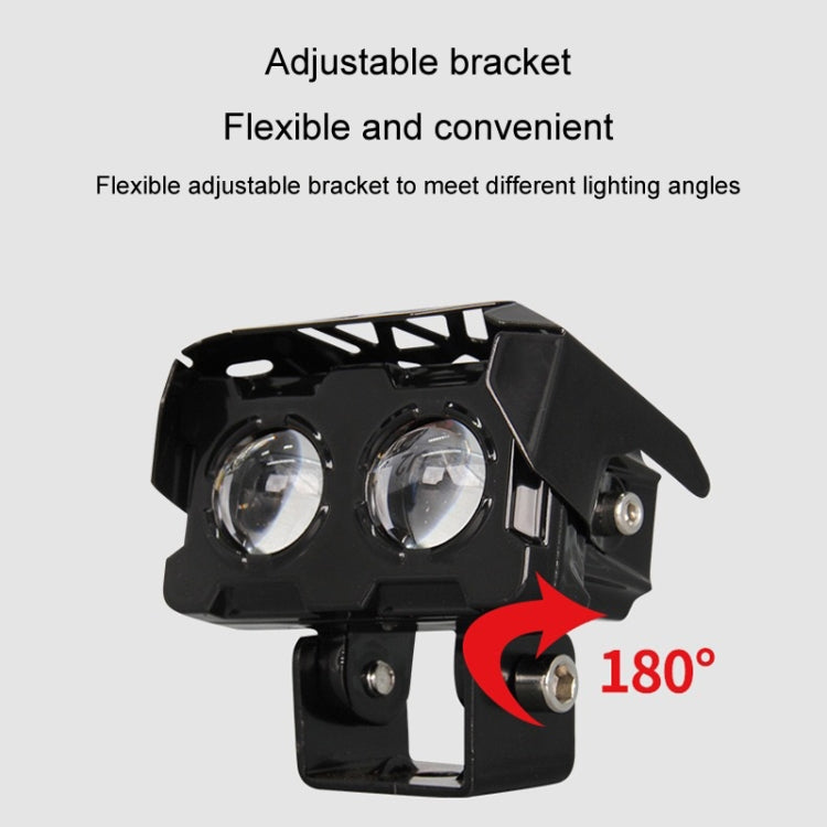 20W Motorcycle Spotlight High Bright Two Color Modified External Water-resistant LED Lens Headlight(Flashing