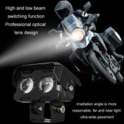 20W Motorcycle Spotlight High Bright Two Color Modified External Water-resistant LED Lens Headlight(Flashing