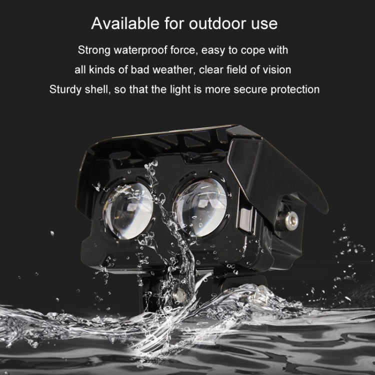 20W Motorcycle Spotlight High Bright Two Color Modified External Water-resistant LED Lens Headlight(Flashing