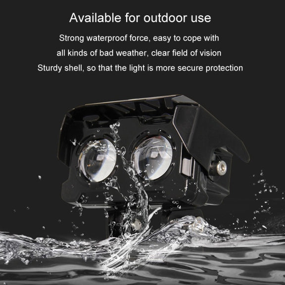 20W Motorcycle Spotlight High Bright Two Color Modified External Water-resistant LED Lens Headlight(Flashing