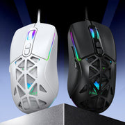 T-WOLF G520 7-keys RGB Marquee Honeycomb Hollow Gaming Wired Mouse(Black)