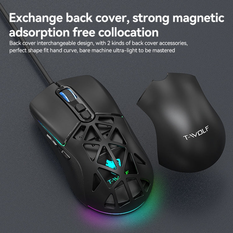 T-WOLF G520 7-keys RGB Marquee Honeycomb Hollow Gaming Wired Mouse(White)