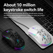 T-WOLF G520 7-keys RGB Marquee Honeycomb Hollow Gaming Wired Mouse(White)