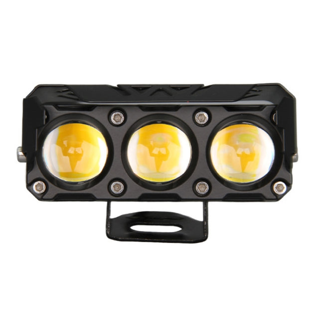 35W Motorcycle Spotlight Dual Color LED Headlight Triple Eye Water-resistant Headlight, Model: Straight Bright-Near White+Far White (3 Wires)
