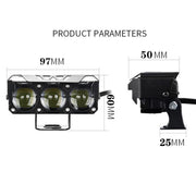 35W Motorcycle Spotlight Dual Color LED Headlight Triple Eye Water-resistant Headlight, Model: Straight Bright-Near White+Far White (3 Wires)