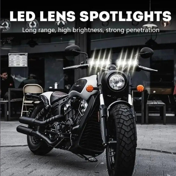 Motorcycle Spotlight External Lens Car LED Headlight Strong Spot Fog Light, Model: Flashing-2 Wires