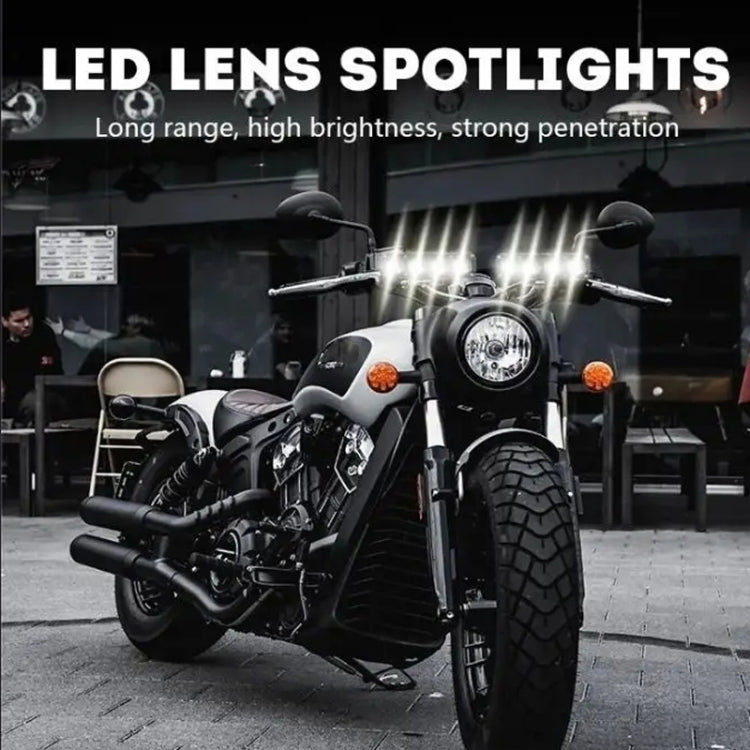Motorcycle Spotlight External Lens Car LED Headlight Strong Spot Fog Light, Model: Flashing-2 Wires