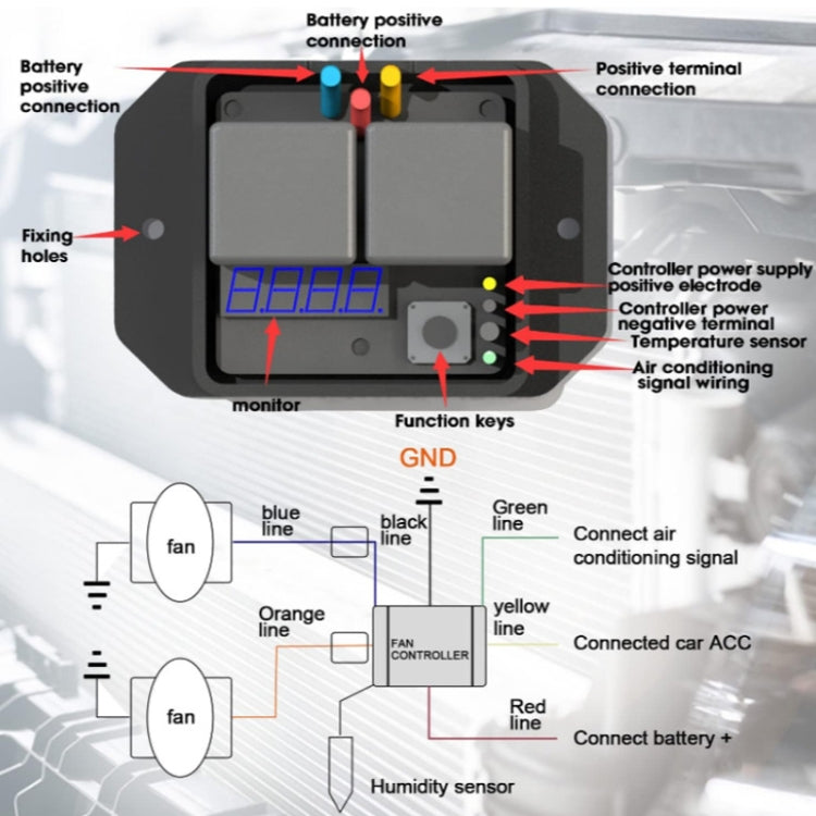 12V Digital Radiator Fan Controller Switch Automotive Fan Wiring Harness