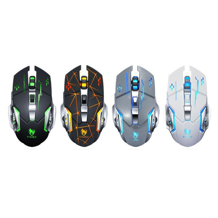 T-WOLF Q13 2.4GHz 6-keys RGB Colorful Light Gaming Wireless Mouse, Color: Dual Mode Black