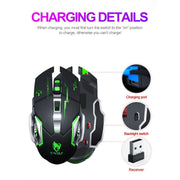 T-WOLF Q13 2.4GHz 6-keys RGB Colorful Light Gaming Wireless Mouse, Color: Dual Mode Star Black