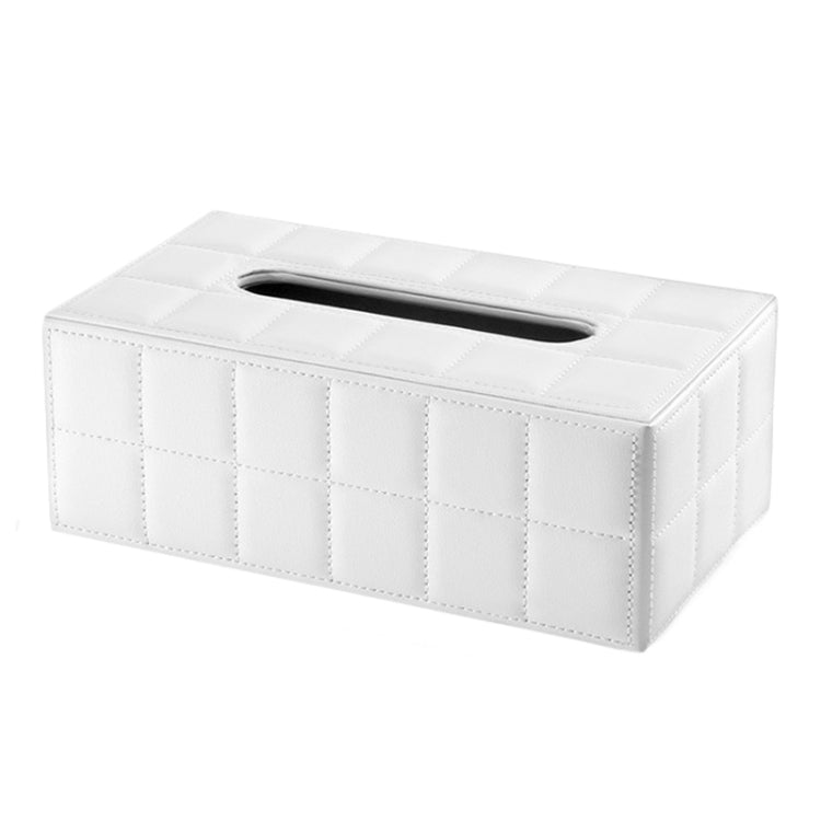 PU Leather Tissue Box Living Room Coffee Table Desktop Paper Holder Car Hotel Tissue Storage Box(White)