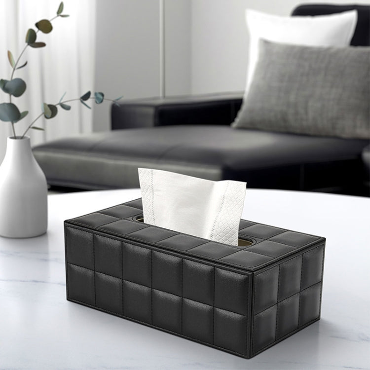 PU Leather Tissue Box Living Room Coffee Table Desktop Paper Holder Car Hotel Tissue Storage Box(White)