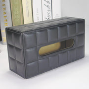 PU Leather Tissue Box Living Room Coffee Table Desktop Paper Holder Car Hotel Tissue Storage Box(White)