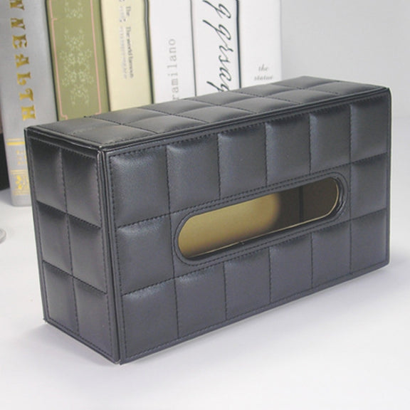 PU Leather Tissue Box Living Room Coffee Table Desktop Paper Holder Car Hotel Tissue Storage Box(White)