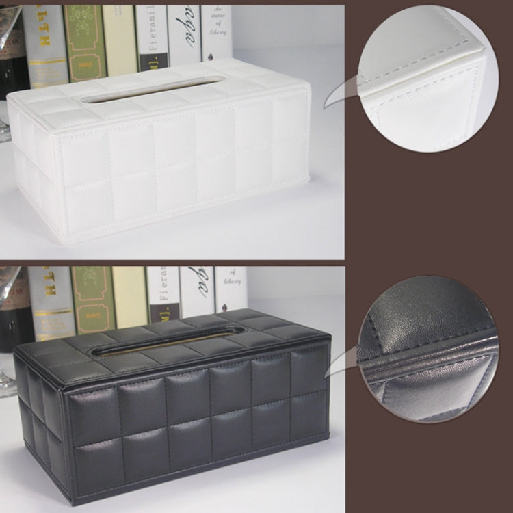 PU Leather Tissue Box Living Room Coffee Table Desktop Paper Holder Car Hotel Tissue Storage Box(White)