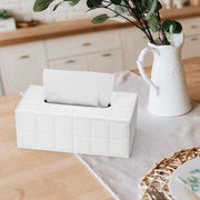 PU Leather Tissue Box Living Room Coffee Table Desktop Paper Holder Car Hotel Tissue Storage Box(Marble)