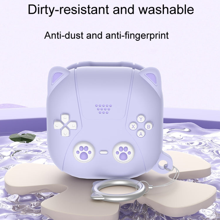 For Samsung Galaxy Buds 2 / Live / Pro / 2 Pro / FE Cute Cats Silicone Soft Shell Earphone Protector(Light Purple)