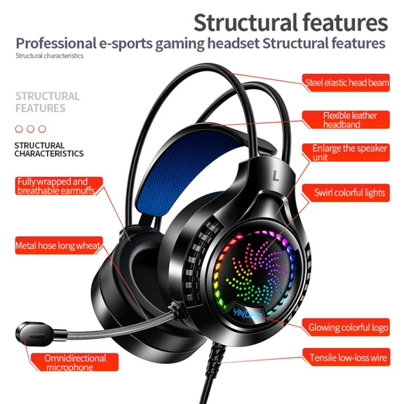 YINDIAO Q7 Colorful Light Computer Wired Headset USB Gaming Headset Dual 3.5mm + USB Black