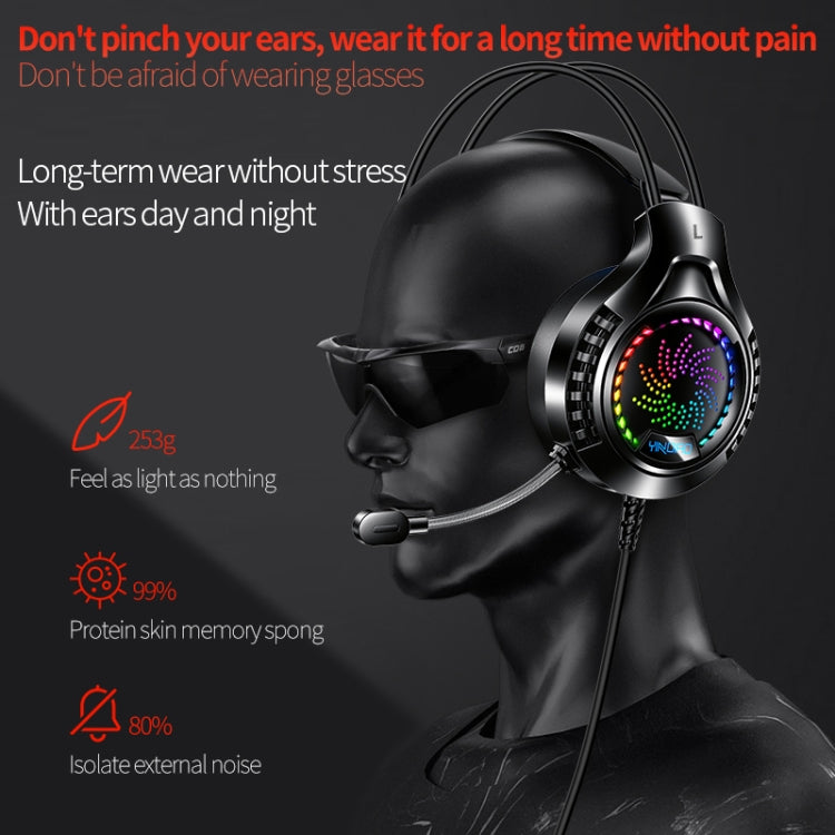 YINDIAO Q7 Colorful Light Computer Wired Headset USB Gaming Headset Dual 3.5mm + USB Black