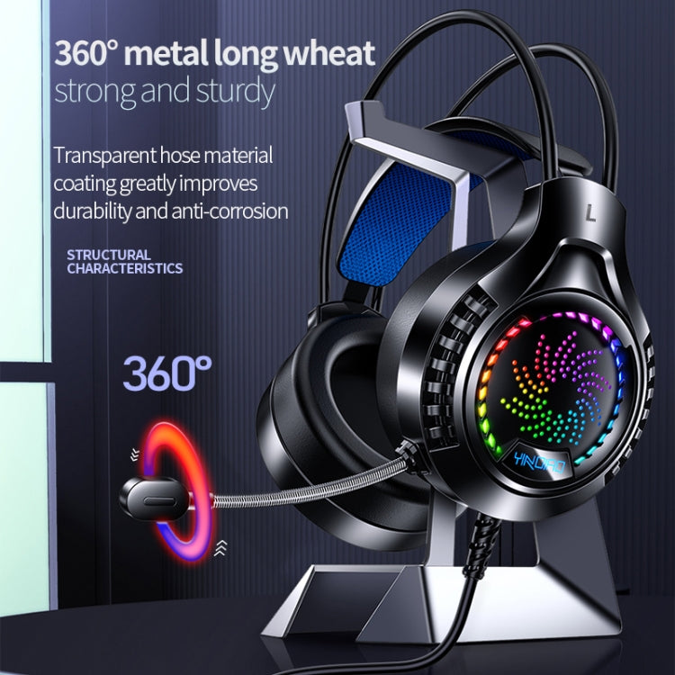 YINDIAO Q7 Colorful Light Computer Wired Headset USB Gaming Headset USB7.1 Sound Card White