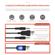 YINDIAO Q7 Colorful Light Computer Wired Headset USB Gaming Headset USB7.1 Sound Card Pink