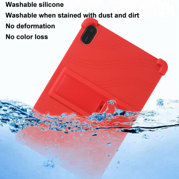 For Honor Pad X9 Shockproof Silicone Tablet Protective Case With Holder(Red)
