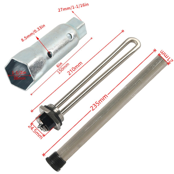 Water Heater Heating Element For RV Camper, Specifications: 120V Heating Tube + Sleeve
