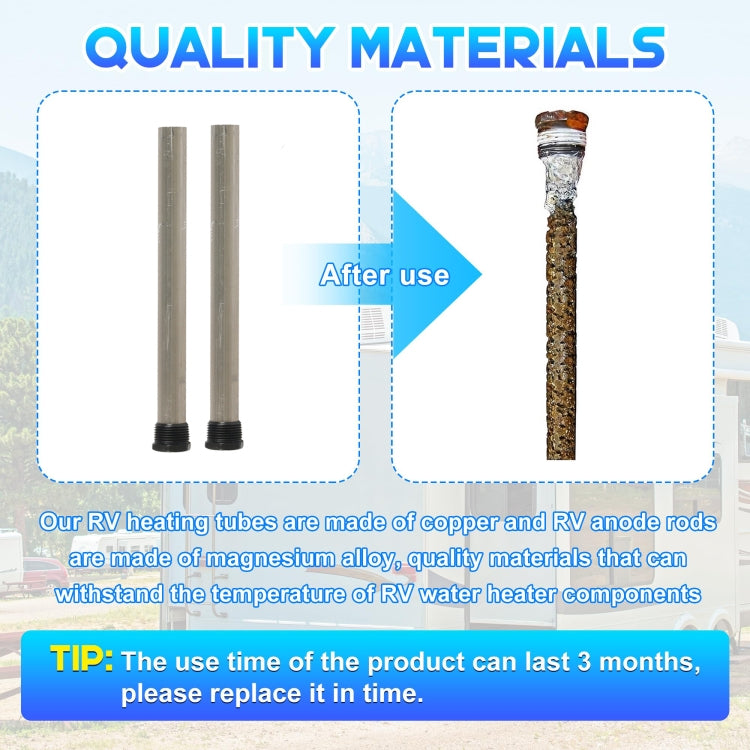 Water Heater Heating Element For RV Camper, Specifications: 4pcs /Pack Heating Tube + Anode Rod + Sleeve