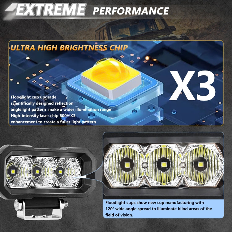 E23 40W 9V-30V 5 Inch Water-resistant 3-Eye Headlight(Spotlight White Light)