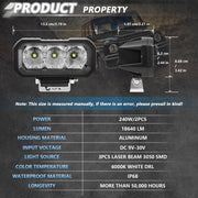 E23 40W 9V-30V 5 Inch Water-resistant 3-Eye Headlight(Spotlight White Light)