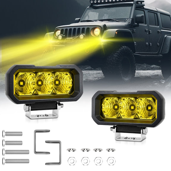 E23 40W 9V-30V 5 Inch Water-resistant 3-Eye Headlight(Spotlight Yellow Light)