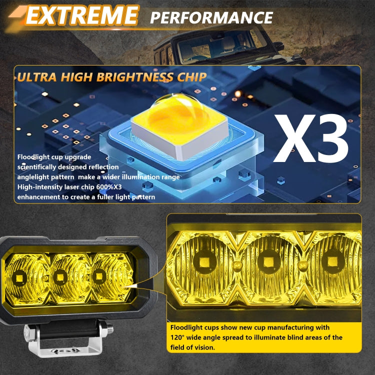 E23 40W 9V-30V 5 Inch Water-resistant 3-Eye Headlight(Spotlight Yellow Light)