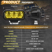 E23 40W 9V-30V 5 Inch Water-resistant 3-Eye Headlight(Spotlight Yellow Light)