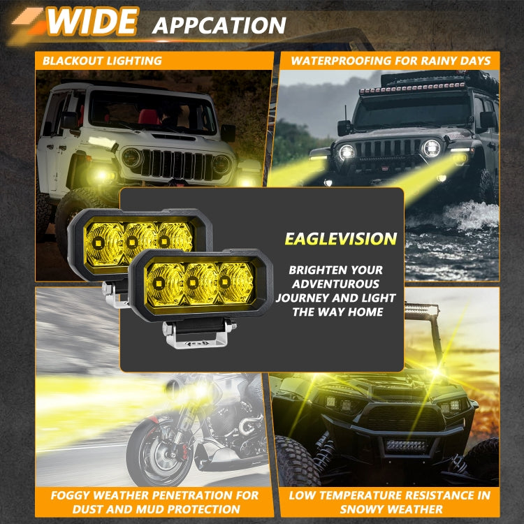 E23 40W 9V-30V 5 Inch Water-resistant 3-Eye Headlight(Spotlight Yellow Light)