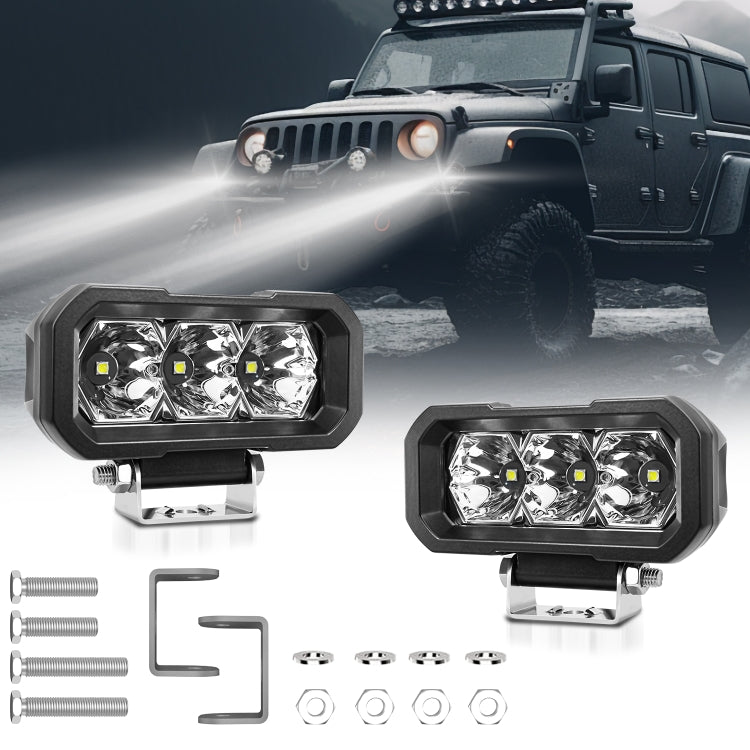E23 40W 9V-30V 5 Inch Water-resistant 3-Eye Headlight(Floodlight White Light)