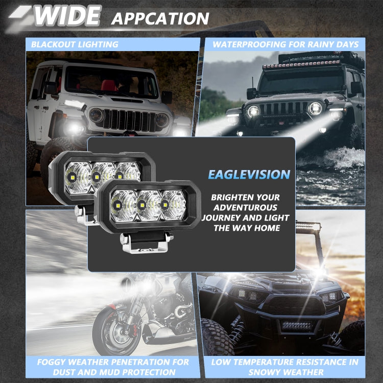E23 40W 9V-30V 5 Inch Water-resistant 3-Eye Headlight(Floodlight White Light)