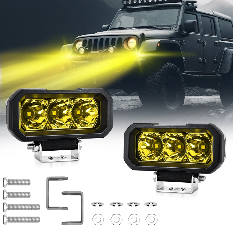 E23 40W 9V-30V 5 Inch Water-resistant 3-Eye Headlight(Floodlight Yellow Light)