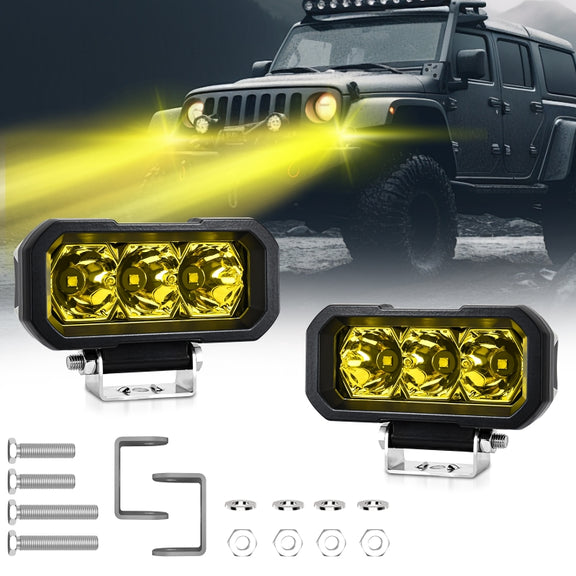 E23 40W 9V-30V 5 Inch Water-resistant 3-Eye Headlight(Floodlight Yellow Light)